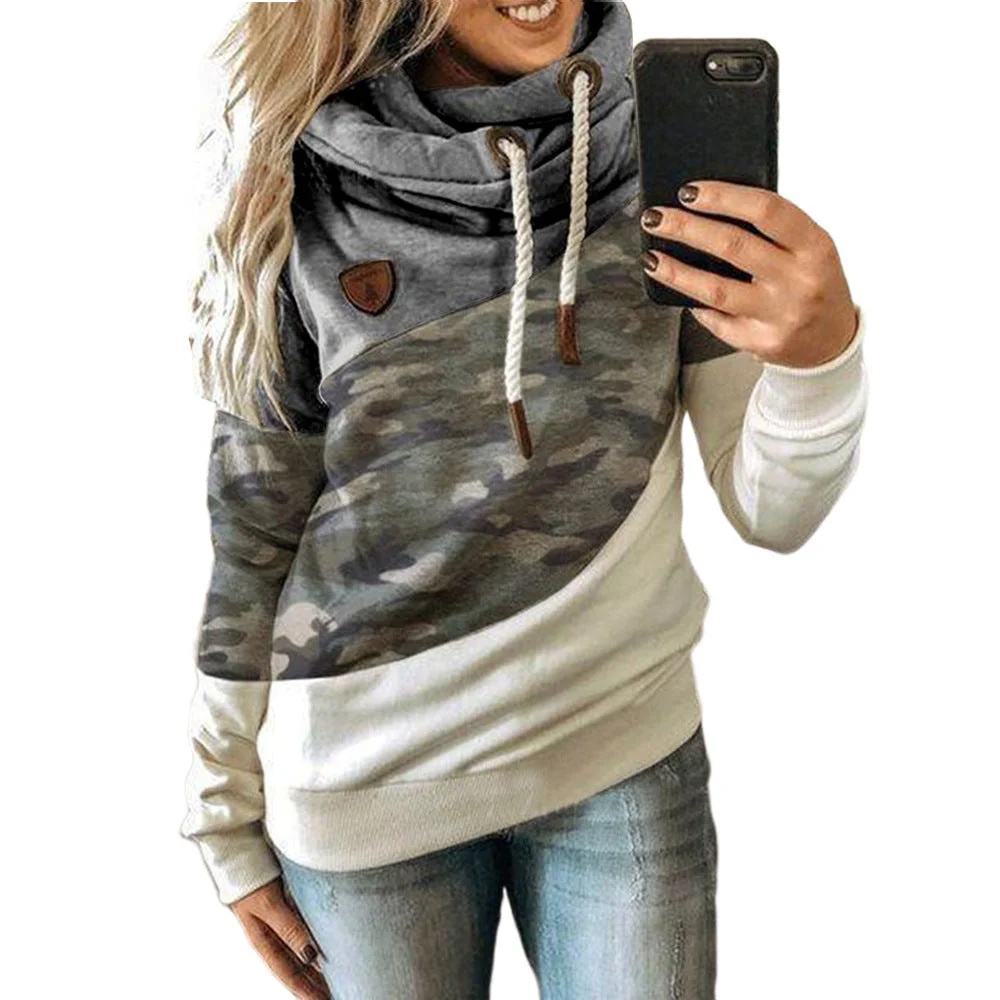 Uveng Splicing Stitching Hooded Fleece Loose Sweater