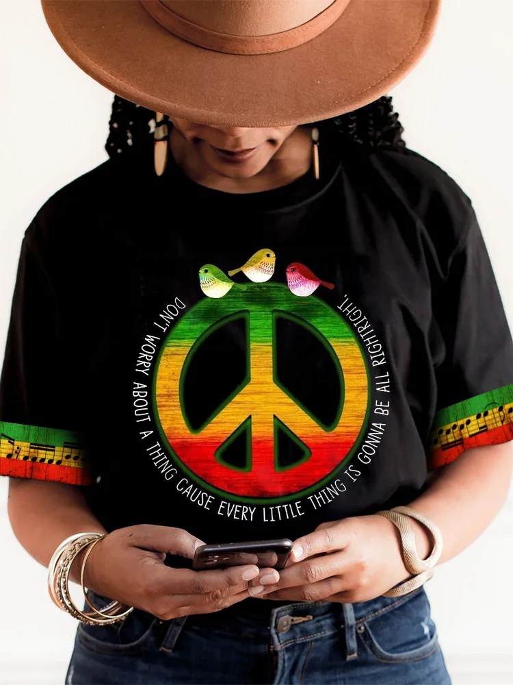 Reggae Lover Three Little Birds Rasta Hippie Graphic T Shirt