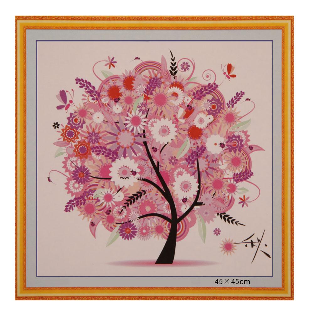 

45*45CM - 14CT Stamped Cross Stitch - Colorful Autumn Tree, 501 Original