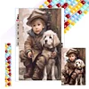 >SALE<5D DIY Full Square Drill Diamond Painting Boy and Dog Home Decor Art 20x30cm