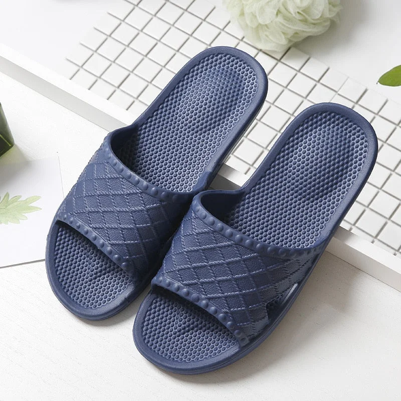Home Slippers Summer Floor Skid Proof Floor Slippers Indoor Family Solid Color Flat Bathroom Slippers Bath Sandal Women