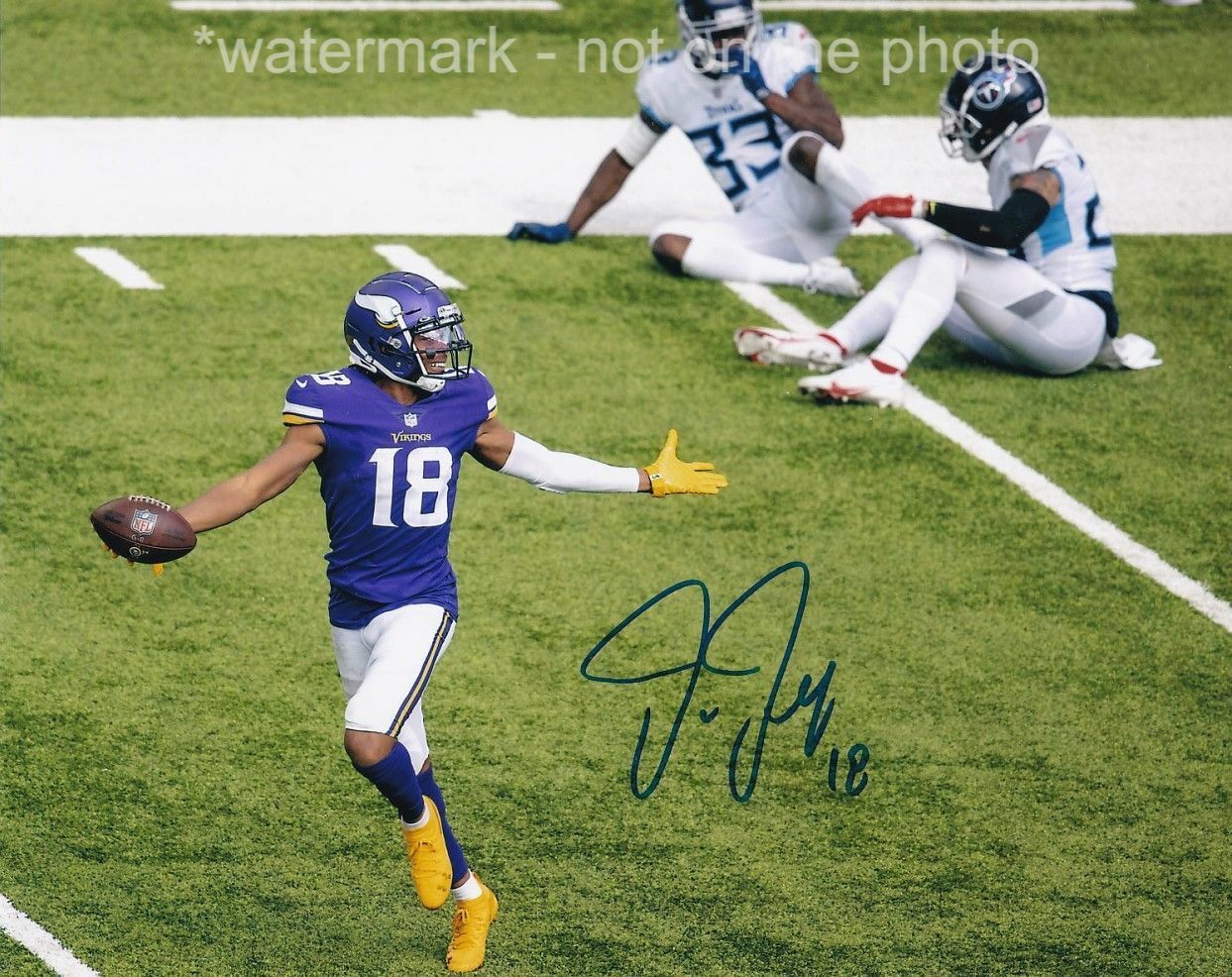 JUSTIN JEFFERSON SIGNED AUTOGRAPH 8X10 Photo Poster painting MINNESOTA VIKINGS