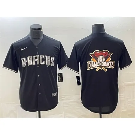 Men's Arizona Diamondbacks Black Team Big Logo Cool Base Stitched Baseball Jersey BY3L