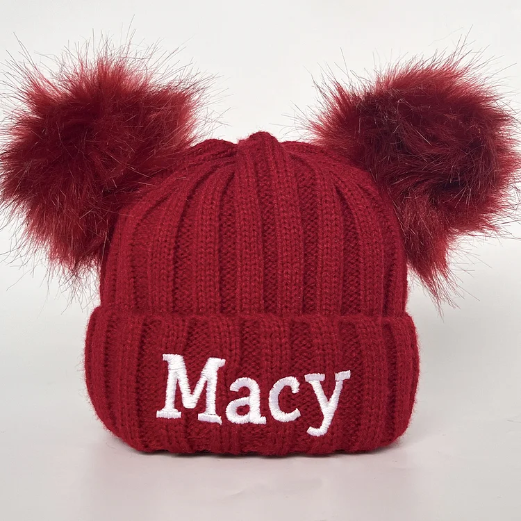 Personalized Embroidery Kid Pom Pom Hat and Scarf 