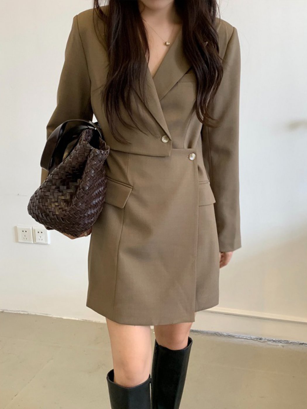 College Asymmetric Vintage Suit Skirt
