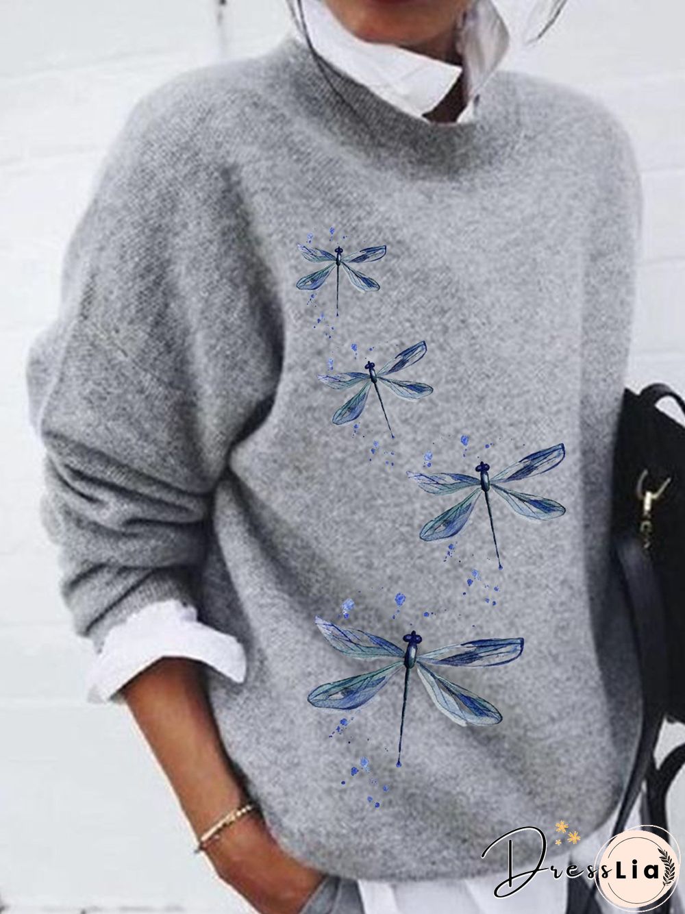 Dragonfly Casual Loose Long Sleeve Sweater