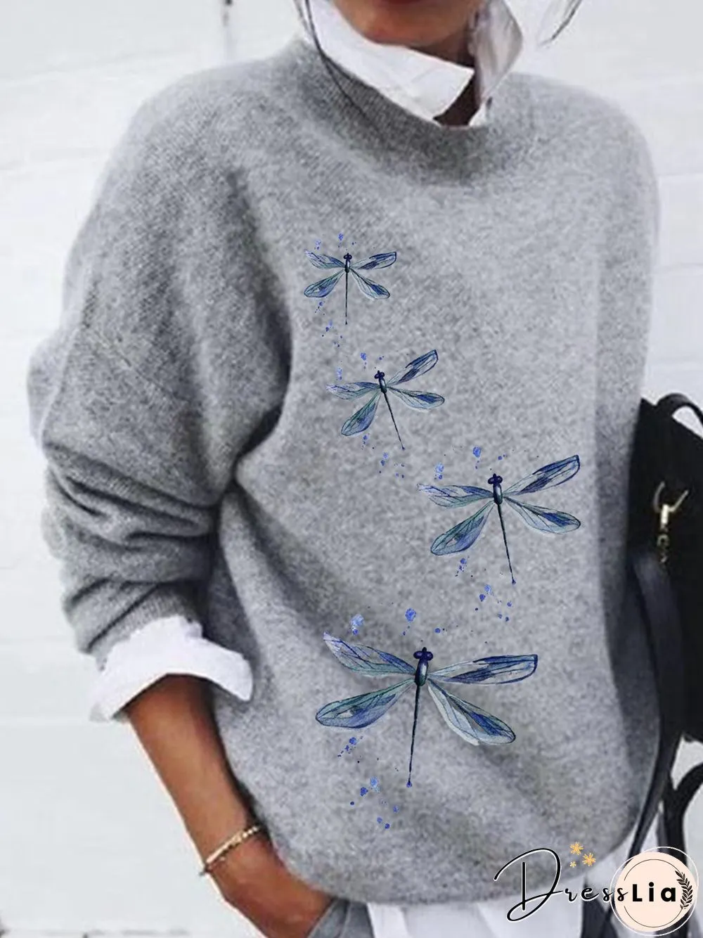 Dragonfly Casual Loose Long Sleeve Sweater
