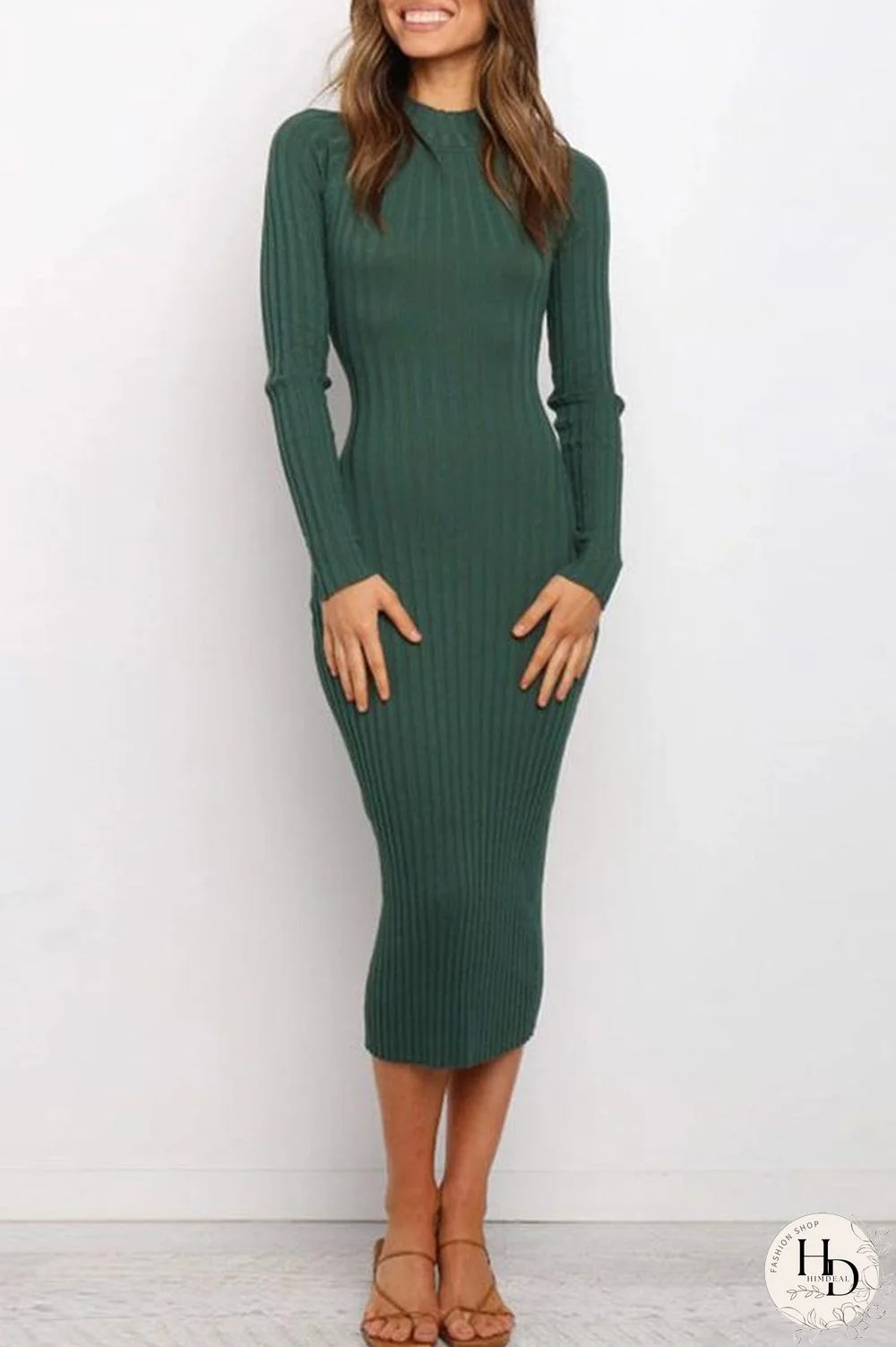 Long Sleeve Slim Backless Dress P13331