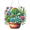 (US Only)Acrylic 2D Flat DIY Cactus Pot Diamond Art Pendant Wall Door Decoration