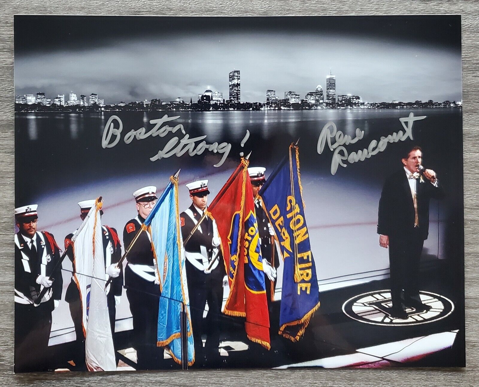 Rene Rancourt Signed 8x10 Photo Poster painting NHL Boston Bruins National Anthem Singer RAD