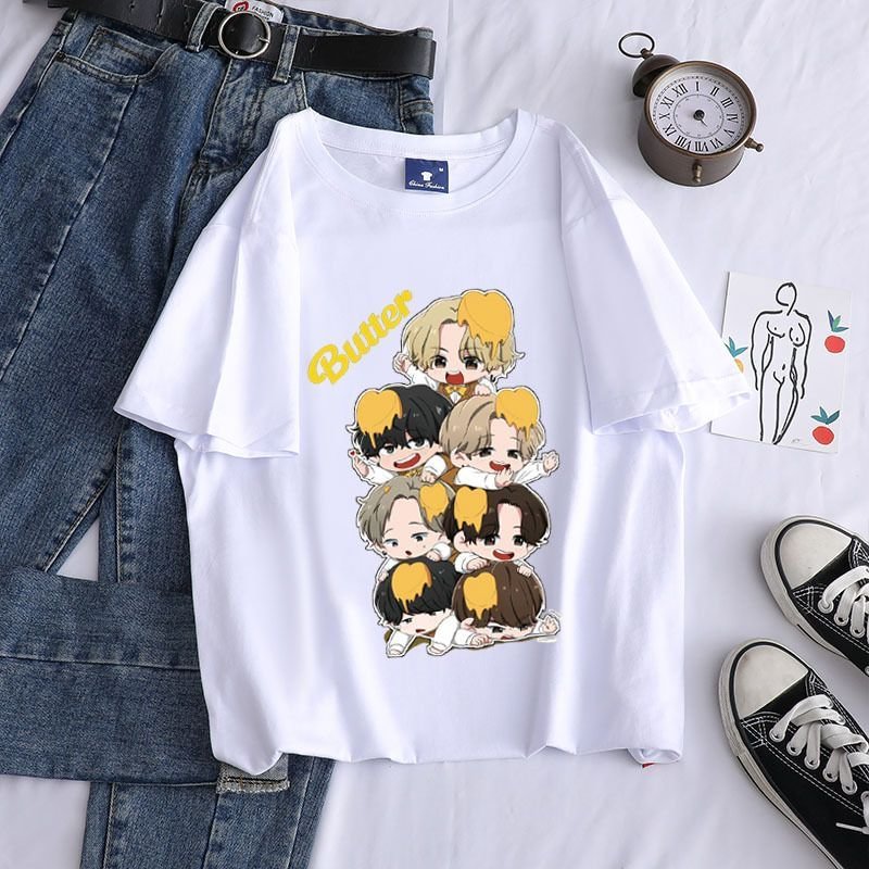 방탄소년단 Butter Cartoon Candy Color T-shirt