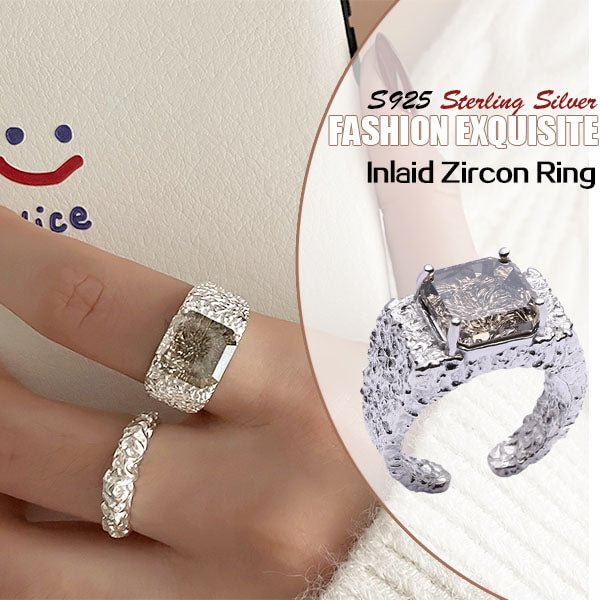S925 Silver Inlaid Tan Zircon Ring