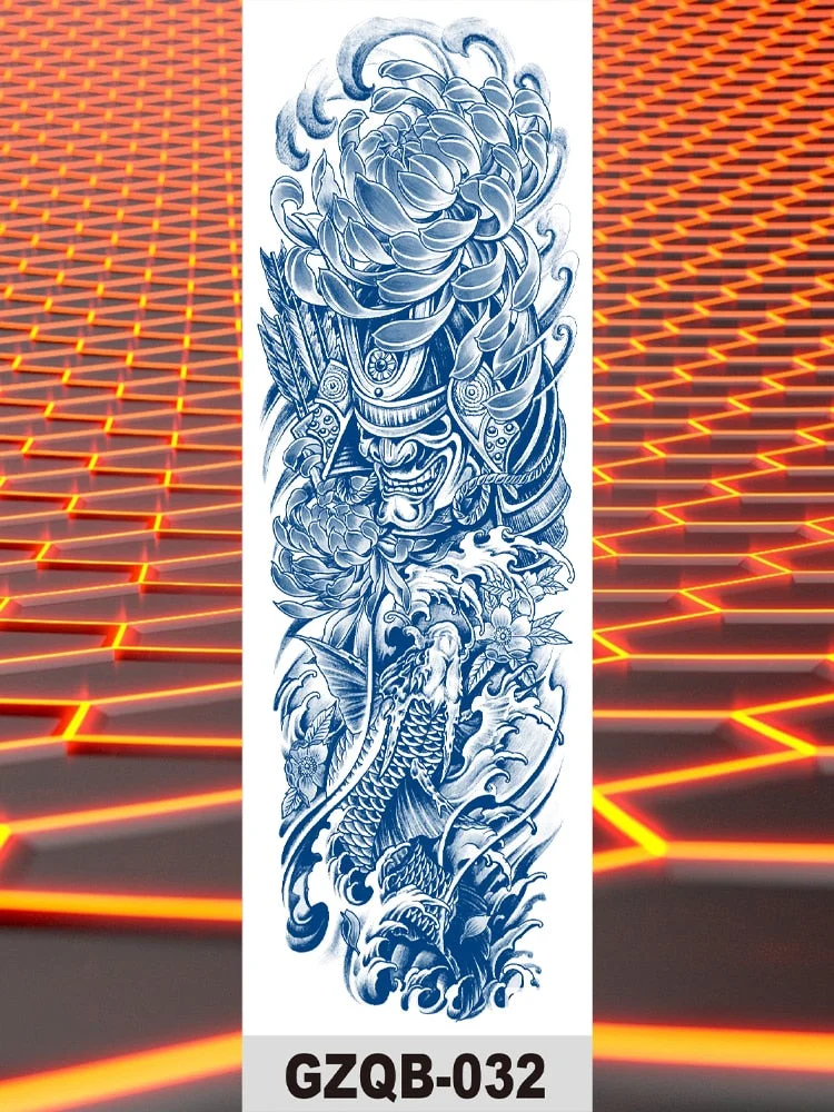 Temporary Flower Full Arm Waterproof Tattoo Stickers Banshee Warrior Crane Angel Lotus Juice Ink Men Women Girl Leg Fake Tatoo