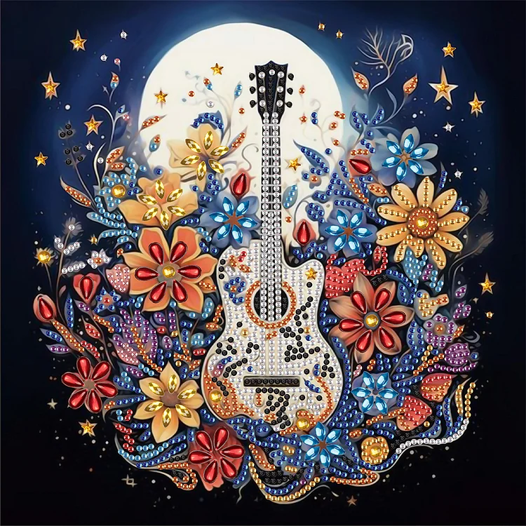 Guitar Bouquet 30*30cm (Canvas) Special Shaped Drill Diamond Painting gbfke