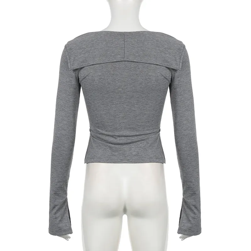 Women’s V-Neck Lace-Trim Top with long sleeves