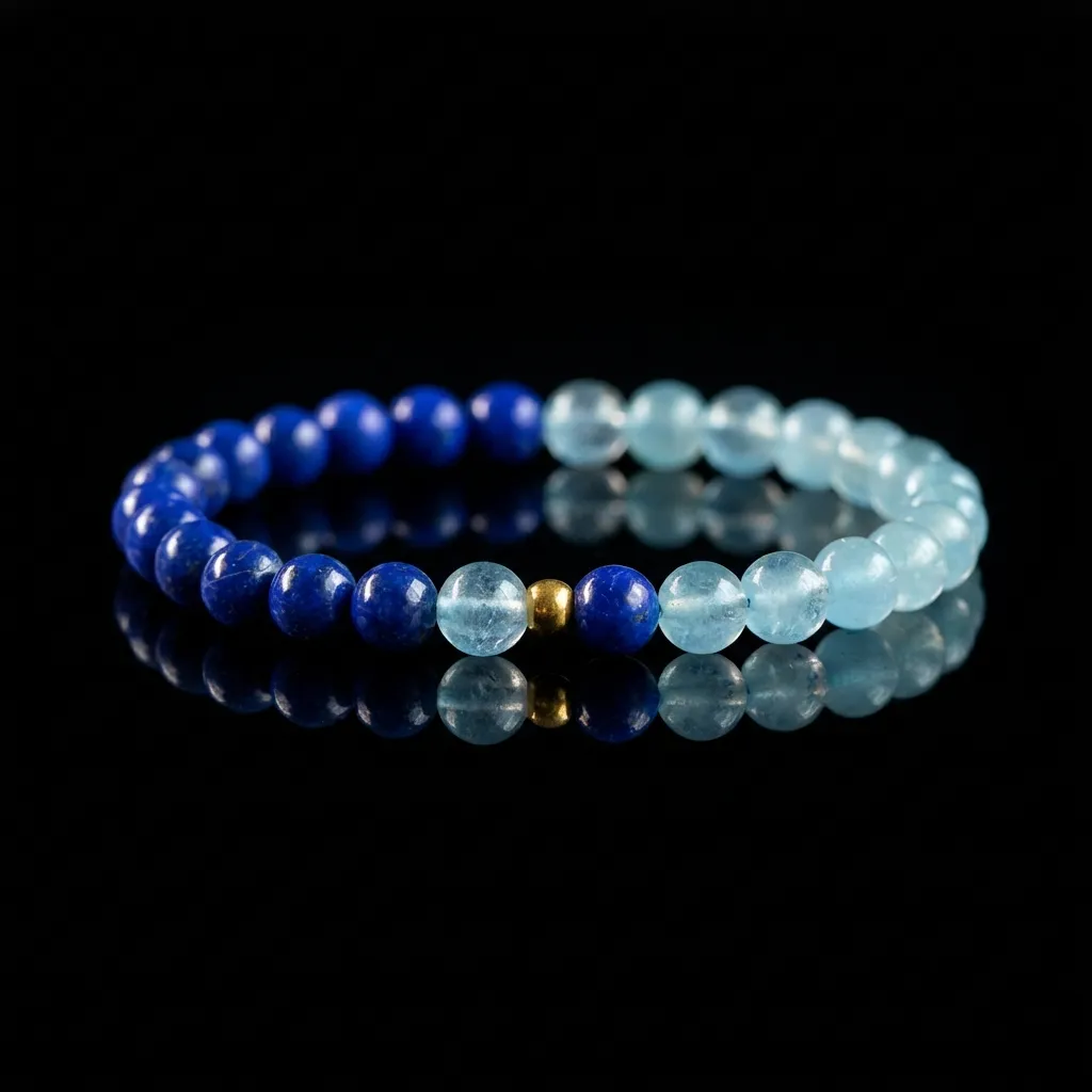JiStones Celestial Deep - Natural Lapis Lazuli & Aquamarine Bracelet