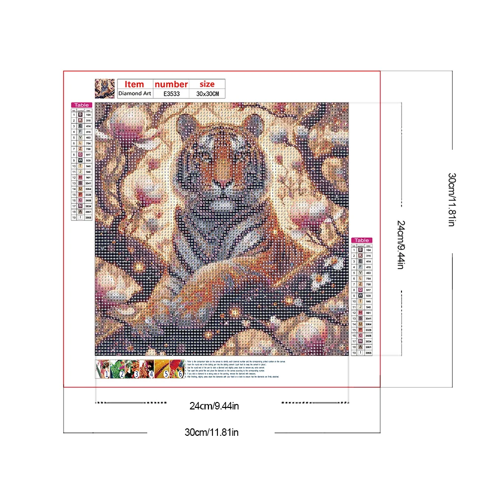 Diamond Painting - Full Round Drill - Tiger(Canvas|30*30cm)