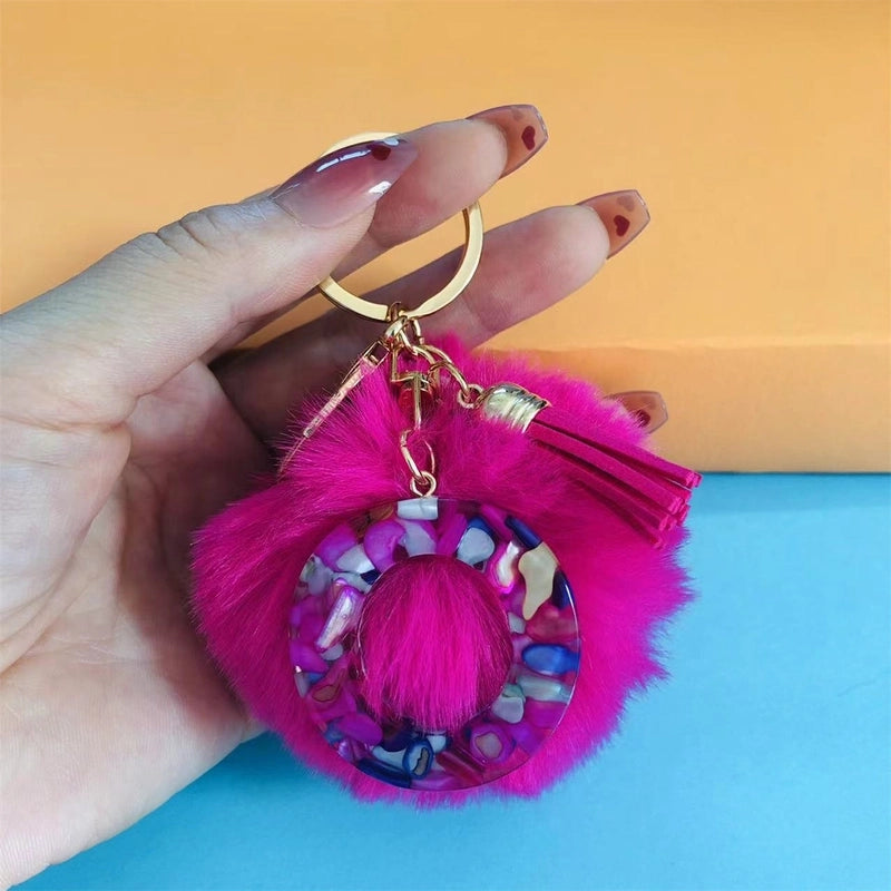 Minimalist Commute Letter Hairball Resin Unisex Bag Pendant Keychain