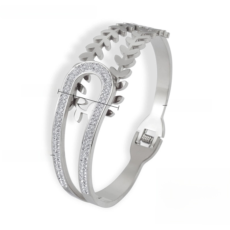 Casual Elegant Minimalist Geometric 304 Stainless Steel 18K Gold Plated Rhinestones Bangle In Bulk