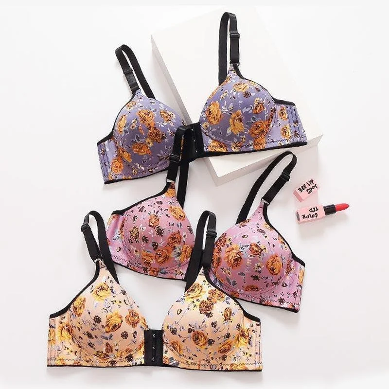 🔥Women's front buckle gathered print bra🔥🔥🔥（ 50% off ）