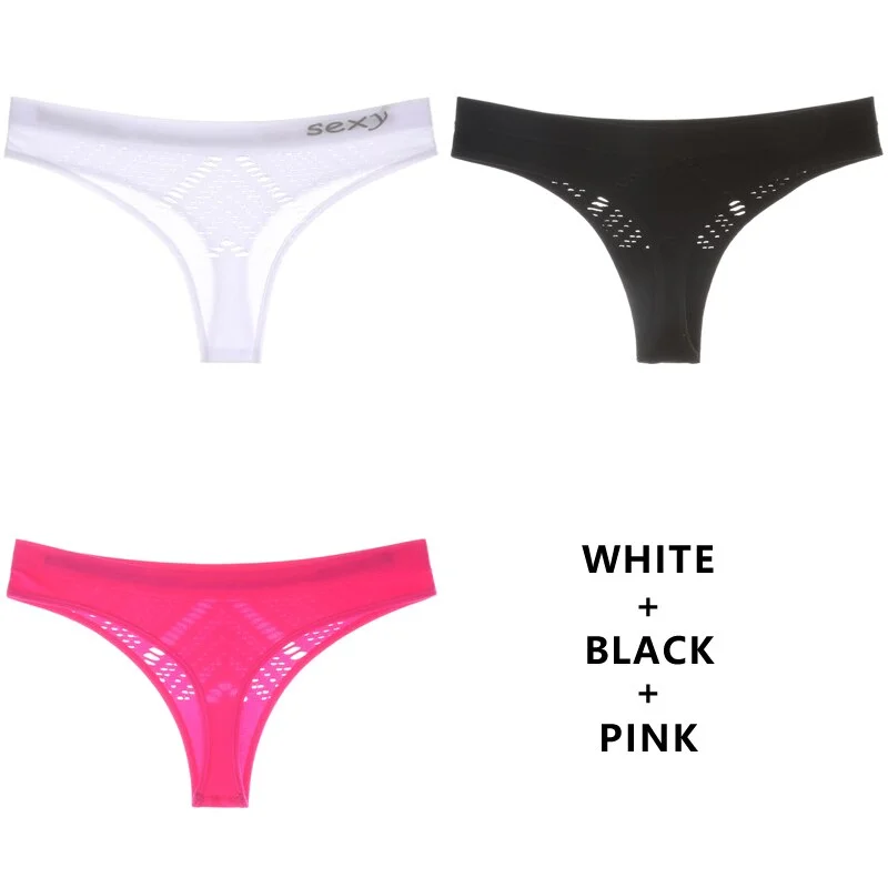 Meet'r 3Pcs/Lot Hollow Out Lingerie Europe Seamless Sexy Panties Women Temptation Underwear Mid-waist G String Drop Shipping