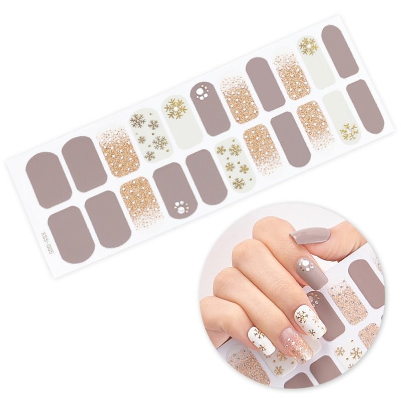 SANUXC Nail Stickers Half Transparent  Manicure Decals Self Adhesive Nail Polish Stickers 3D Stickers for Nail Art Decorations