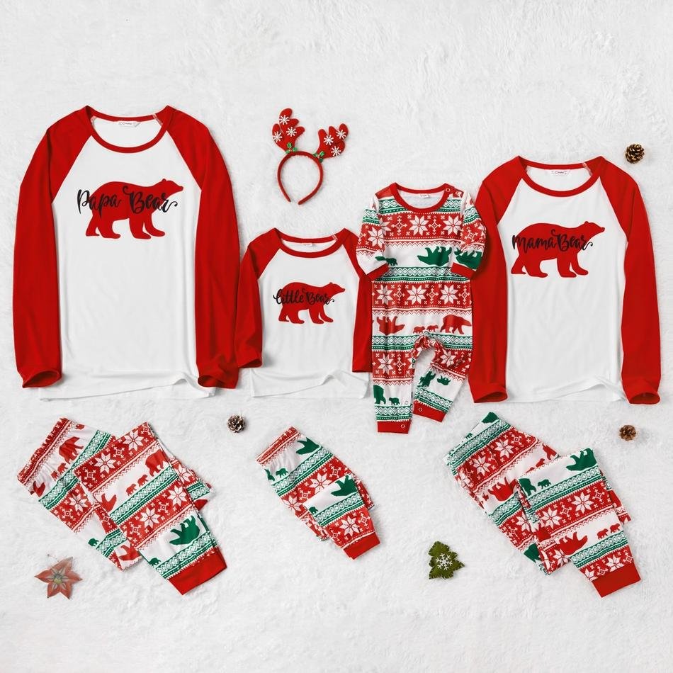 Christmas Family Bear Print Matching Pajamas Sets