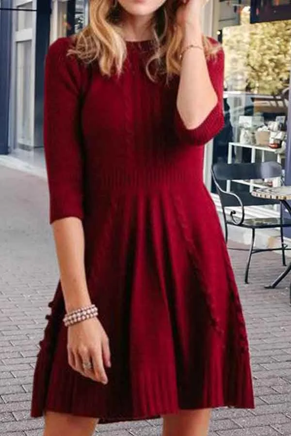 Casual Round Neck Knit Dress