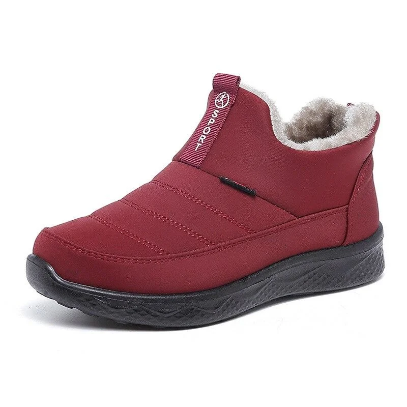 Women Fur Lined Sneakers Under Ankle Waterproof Warm Winter Shoes