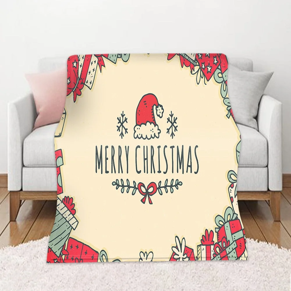 Christmas Blanket Winter Warm Decorative Sofa Living Room Rest Bed To Sleep Flannel Printed Pattern Home Blanket