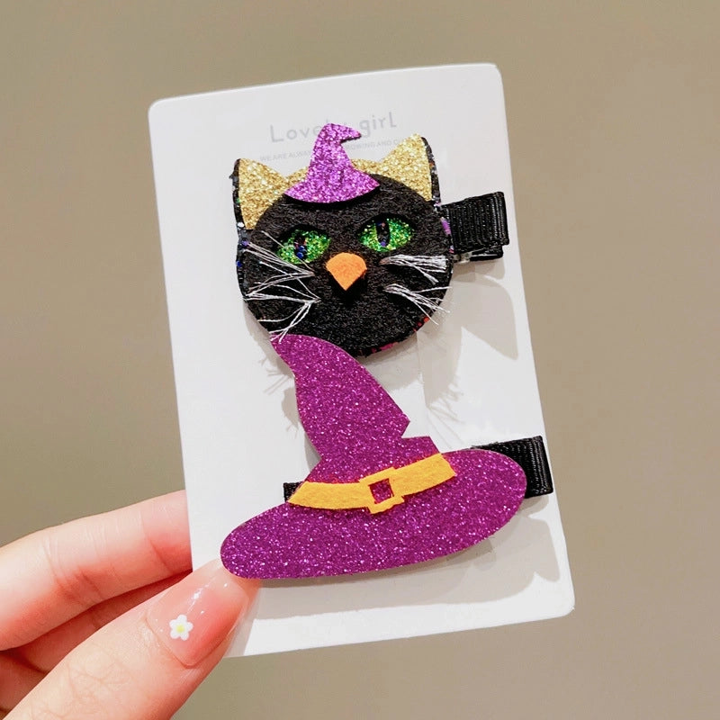 Halloween Cute Funny Women’s Pumpkin Cat Bow Knot Hair Clip