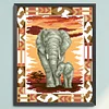 Elephants-Partial 9CT Stamped Cross Stitch Bead Embroidery 35*42cm