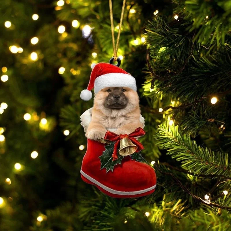 VigorDaily Chow Chow In Santa Boot Christmas Hanging Ornament SB095