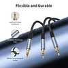 1/8in TRS Stereo Splitter Cable Male To Dual Male 3.5mm Y-Splitter Stereo Audio Cable for Speakers Headphone Cell Phone PC Laptop