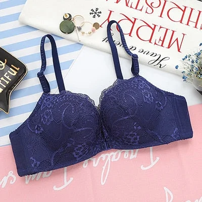 DERUILADY Lace Floral Wireless Bras For Women Front Closure Sexy Lingerie Plus Size Bralette Comfort Adjusted Push Up Bra
