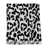 Lovely Black Cow Pattern Tassels Shawl Scarf