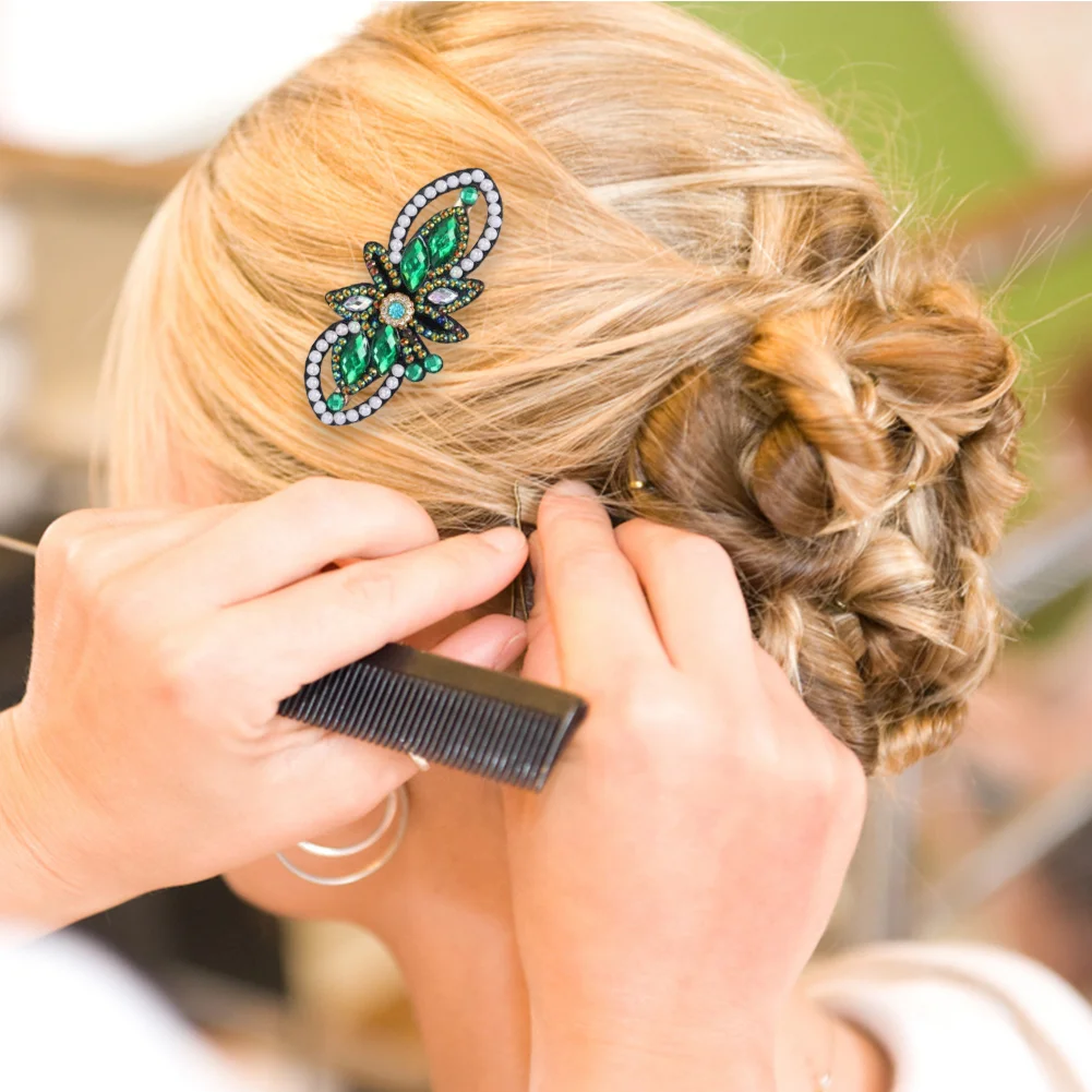 DIY 3Pcs Leaf Flower Diamond Painting Hairpin Diamond Hair Clips Gift for Girls