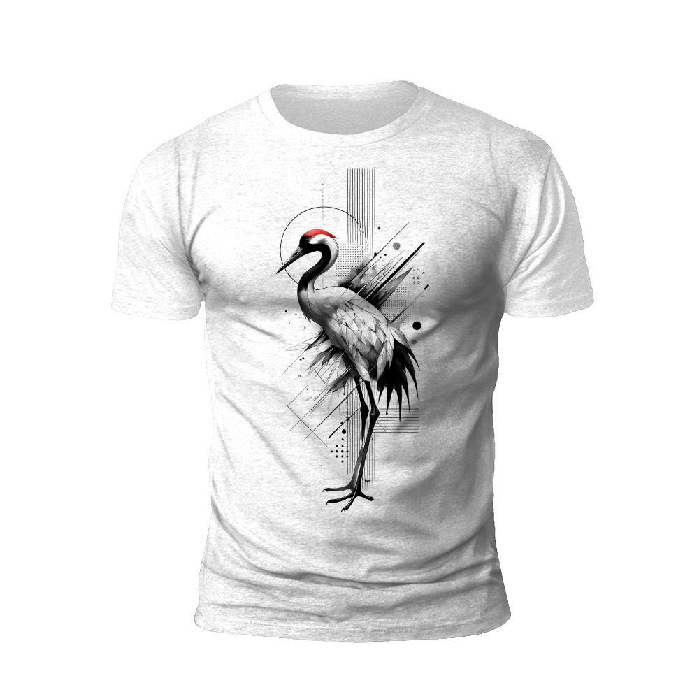 Elegance in Flight: Crane Graphic T-Shirt