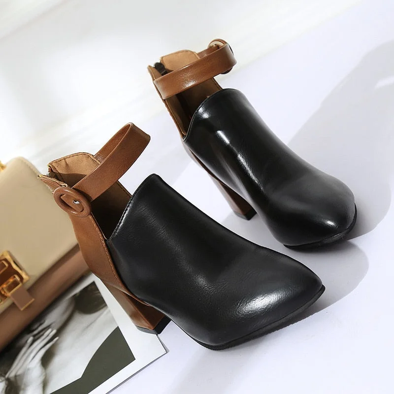 Comemore New 2021 2022 Autumn Winter New High Ankle Booties Woman Ladies Women's Boots Women High Heels Leather Dress Shoes Goth