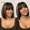 Glueless Brazilian Hightlight Brown Straight Hair BOB Wigs With Bangs