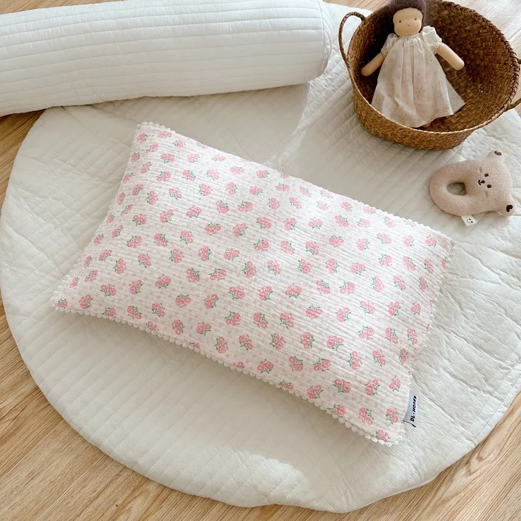 Baby Strawberry Bear Flower Pillow Towel