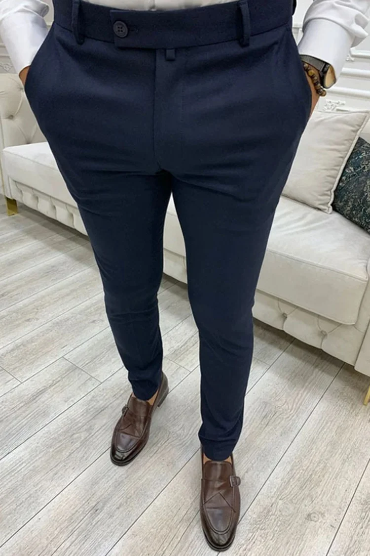 Solid Color Slim Fit Casual Pants