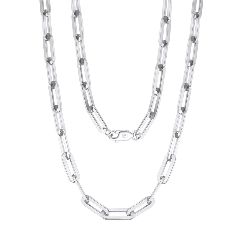 925 Sterling Silver 925 Sterling Silver Plated Chain Paperclip Chain Plating Solid Color Necklace
