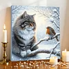 (Framed)Diamond Painting -DIY Round Drill Snow Cat with Frame(25x25cm)