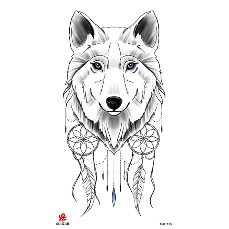 Animal Tiger dragonTemporary Tattoos Fox Wolf Eagle Fake Tatto Sticker Owl Flower Tatoo Body Armbands Men tatuajes temporales