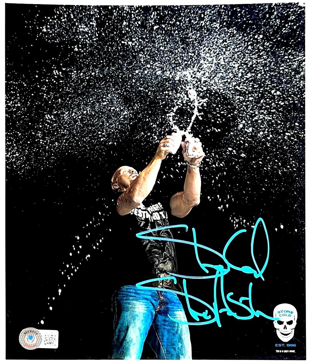 WWE STONE COLD STEVE AUSTIN HAND SIGNED 8X10 Photo Poster painting WITH BECKETT WITNESS COA 10