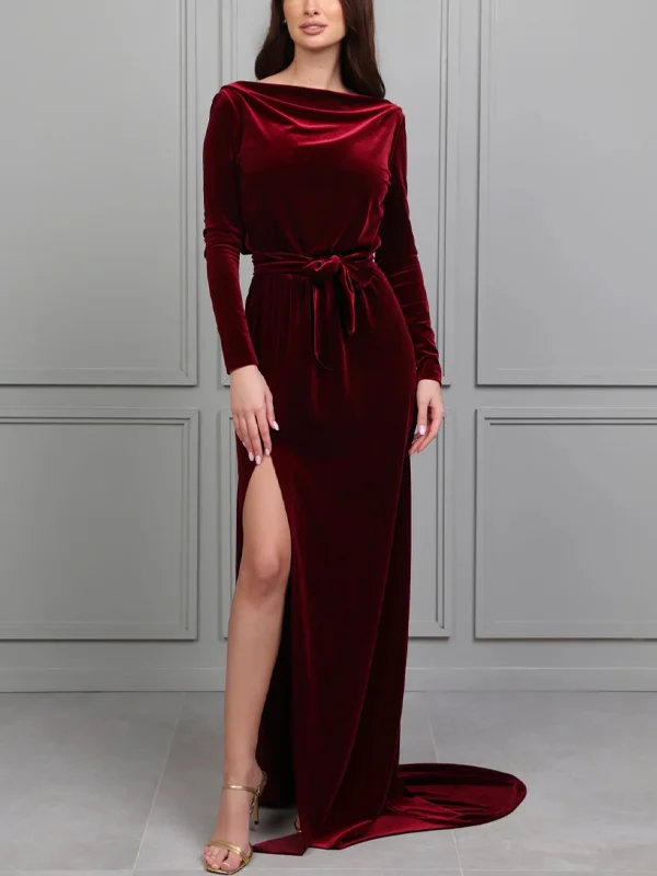 Burgundy Bridesmaid Velvet Dress
