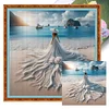 (Multi Style)Girl In Beach Skirt-Full Embroidery 3 Strands 11CT Stamped Cross Stitch-40*40CM