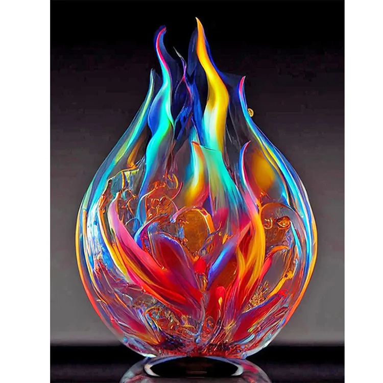Glass Fire Sculpture 30*40CM(Canvas) Full Round Drill Diamond Painting gbfke