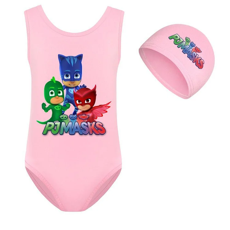 Pj Pajamas Night Little Heros Print Girls One Piece Beach Swimsuit-Mayoulove